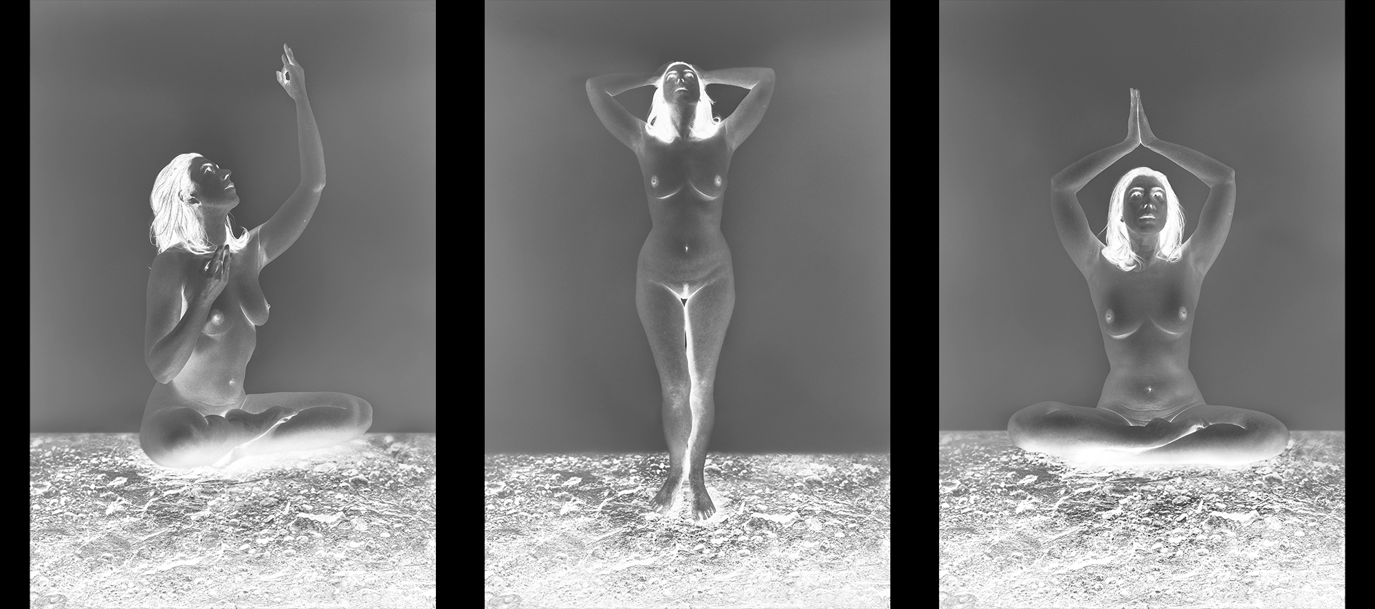 BLACK nega-triptyque Marie Dew, photographe, modèle